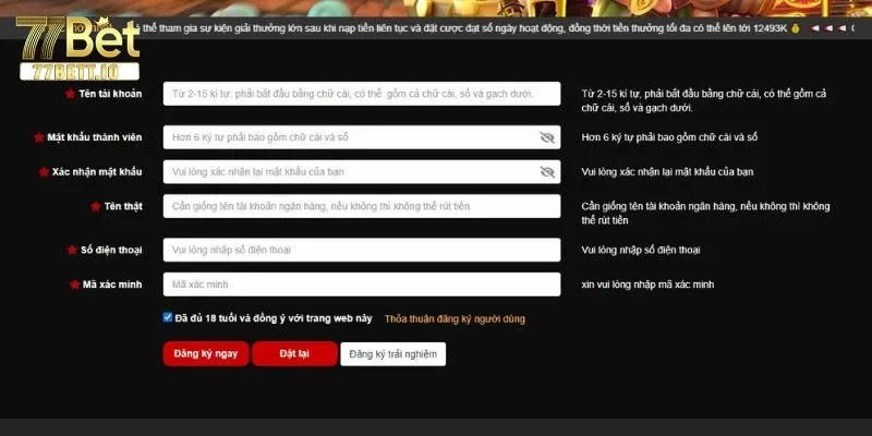 Thao tác đăng ký ID chơi tại sàn cược được thực hiện đơn giản.